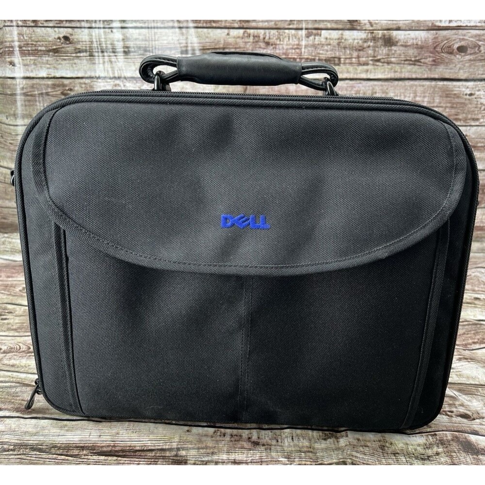 Dell Classic 15" Laptop Briefcase Canvas Black Heavy Duty Pockets Zippers